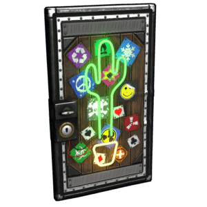 Neon Cactus Metal Door